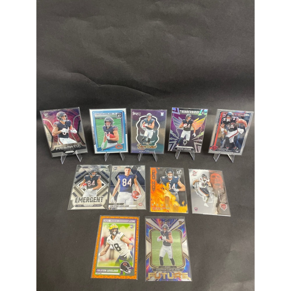 Colston Loveland ROOKIE Card Lot 11ct Chicago Bears Prizm Select Topps Chrome RC